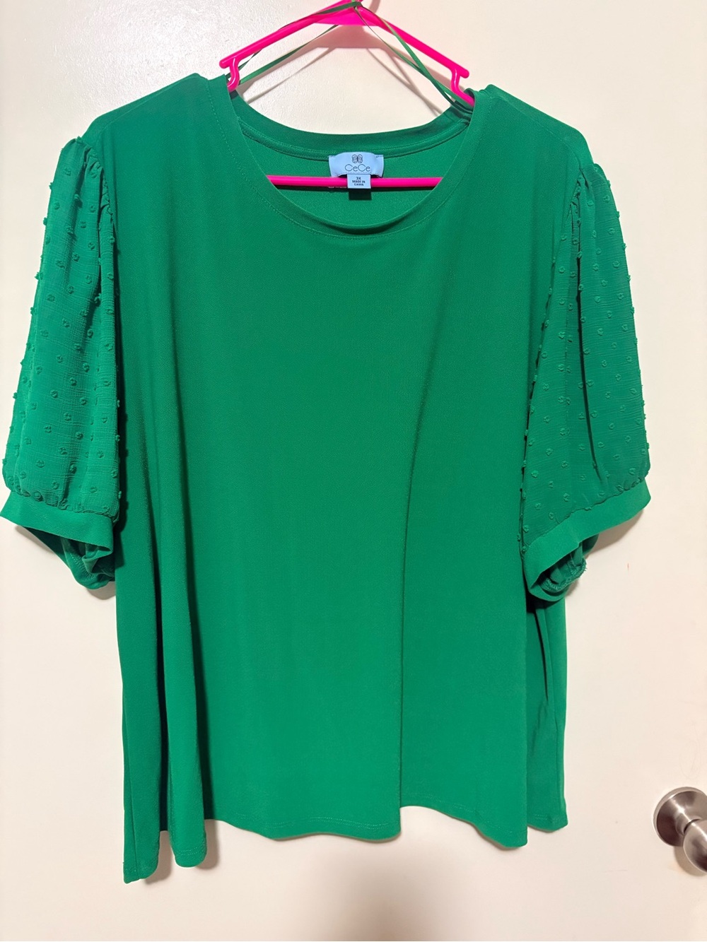 CeCe Emerald Green Puff-Sleeve Blouse - Women's Tunic Top